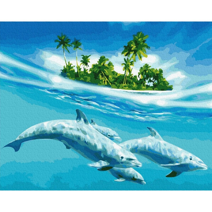 Набор для творчества "Рисование по номерам" 30*20см Дельфины  DV-9519-13
