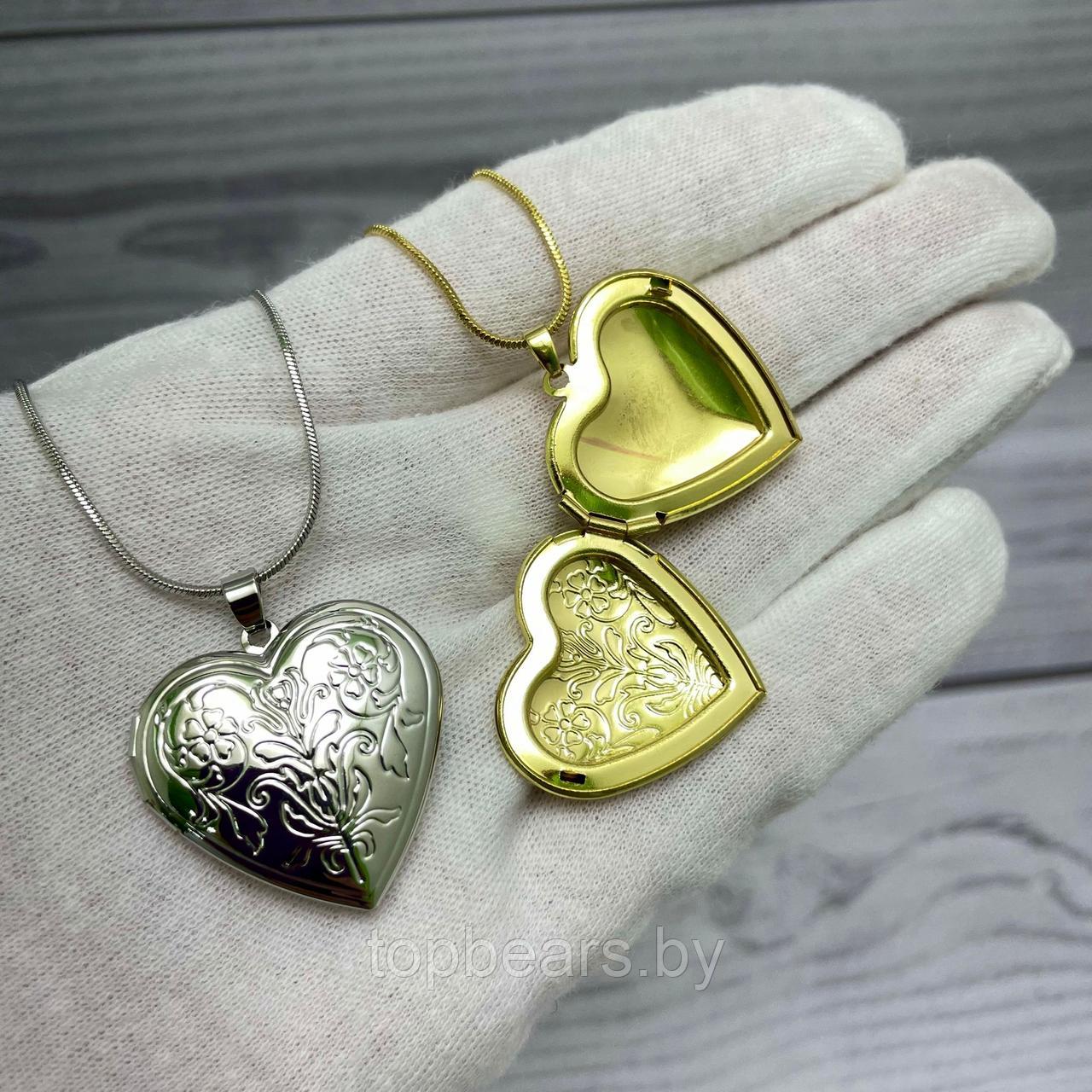Кулон-тайник Сердце на цепочке Два сердца в золоте - фото 7 - id-p222374410