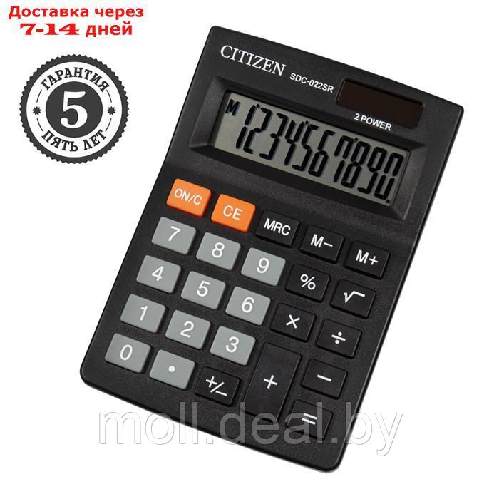Калькулятор настольный, 10 разрядов, Citizen SDC-022SR, двойное питание, 88 х 127 х 23 мм, черный - фото 1 - id-p222361408