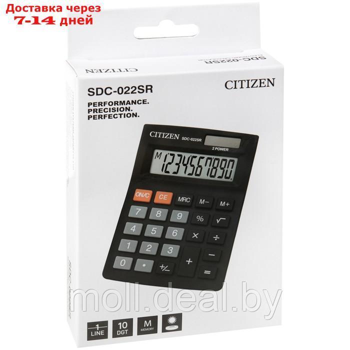 Калькулятор настольный, 10 разрядов, Citizen SDC-022SR, двойное питание, 88 х 127 х 23 мм, черный - фото 4 - id-p222361408