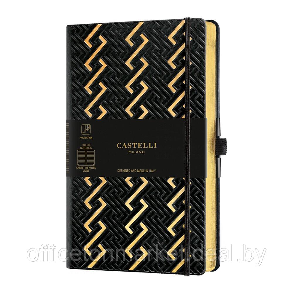 Блокнот Castelli Milano "Roman Gold", А5, 96 листов, линейка, черный, золотой