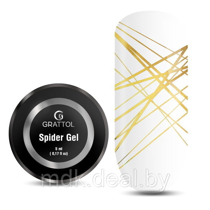 Гель-паутинка Grattol, Spider Gel Gold (золото, 5 мл.)