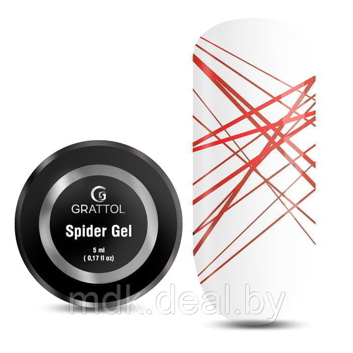 Гель-паутинка Grattol, Spider Gel Red (красный, 5 мл.) - фото 1 - id-p90951335