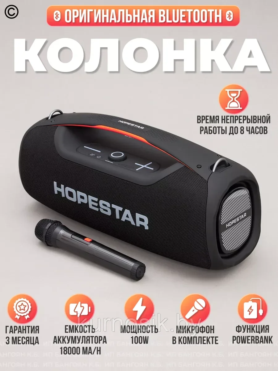 Колонка портативная музыкальная Bluetooth HOPESTAR A60 с микрофоном - фото 2 - id-p222388441