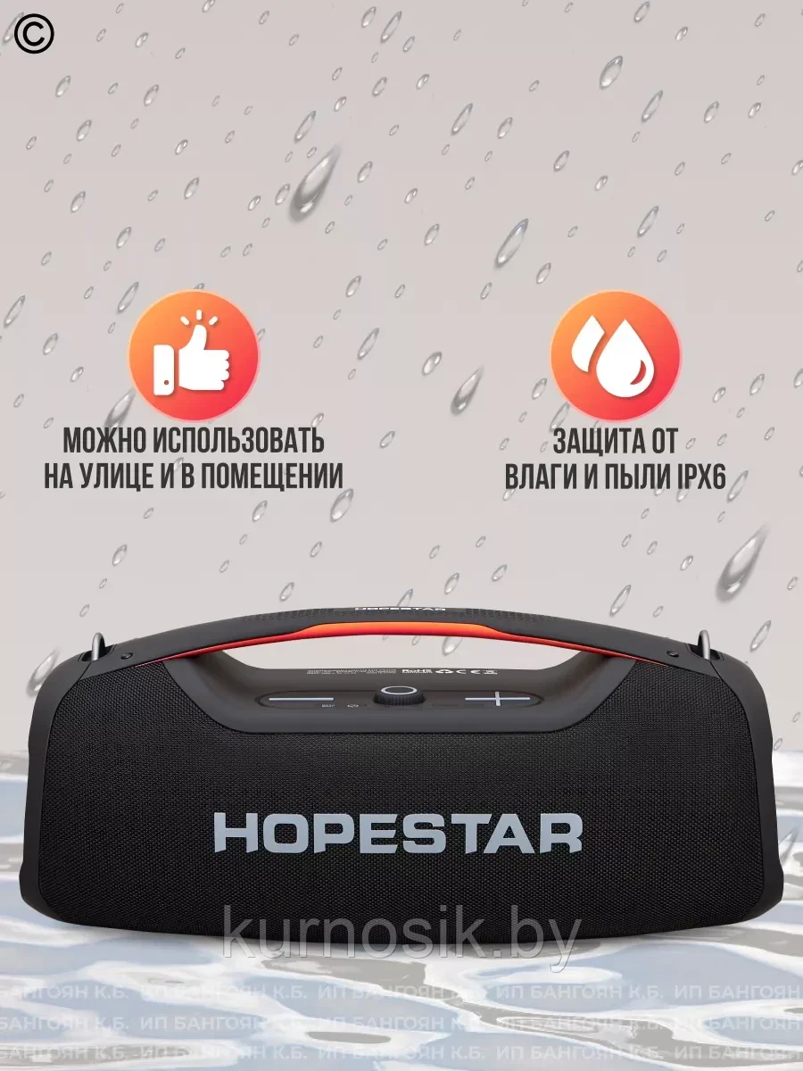 Колонка портативная музыкальная Bluetooth HOPESTAR A60 с микрофоном - фото 6 - id-p222388441