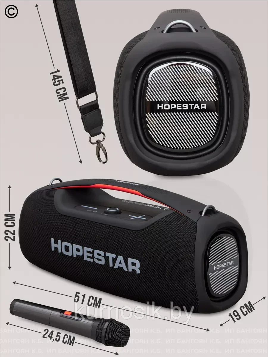 Колонка портативная музыкальная Bluetooth HOPESTAR A60 с микрофоном - фото 10 - id-p222388441