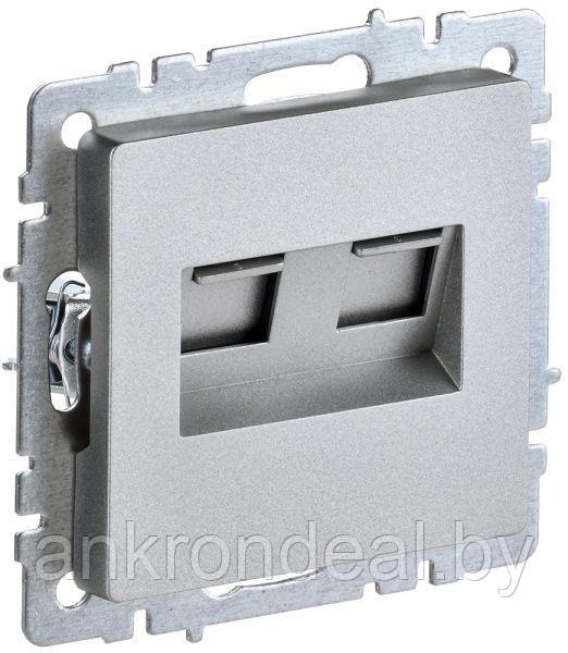 BRITE Розетка компьютерная двойная RJ45 кат.5E РК10-2-БрА алюминий IEK - фото 1 - id-p203448099