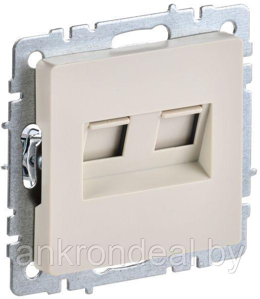 BRITE Розетка компьютерная двойная RJ45 кат.5E РК10-2-БрКр бежевый IEK - фото 1 - id-p207021735