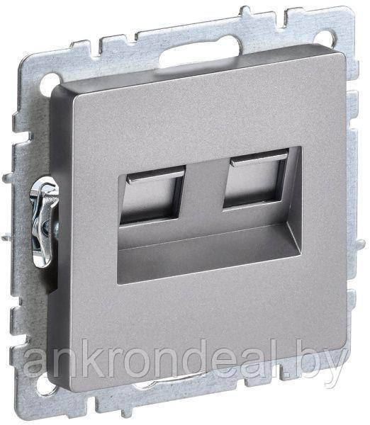 BRITE Розетка компьютерная двойная RJ45 кат.5E РК10-2-БрС сталь IEK