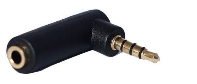 Переходник Jack 3.5мм (4pin) штекер - Jack 3.5мм (4pin) гнездо - угловой