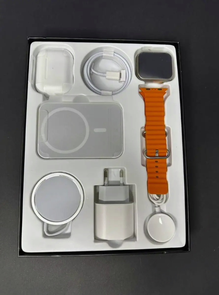 Набор для смартфона 6 в 1 (умные часы, наушники в зарядном боксе, powerbank, зарядка для часов, беспроводная - фото 3 - id-p222394496