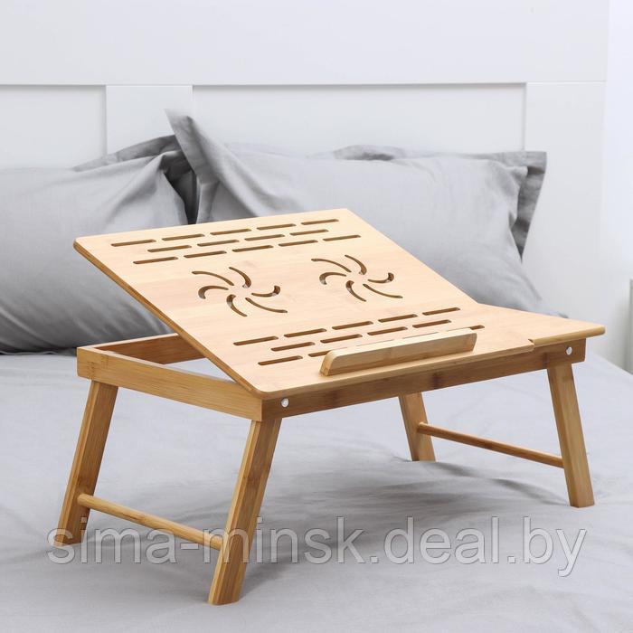 Поднос-столик для ноутбука со складными ножками, 55,5×32,5×22 см, бамбук - фото 1 - id-p222394502
