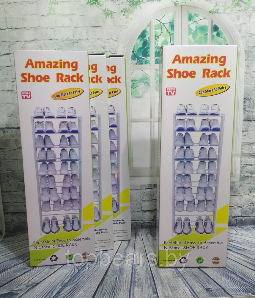Полка для обуви металлическая (органайзер обувница) Amazing Shoe Rack, 30 пар - 10 полок Белая - фото 7 - id-p222395702