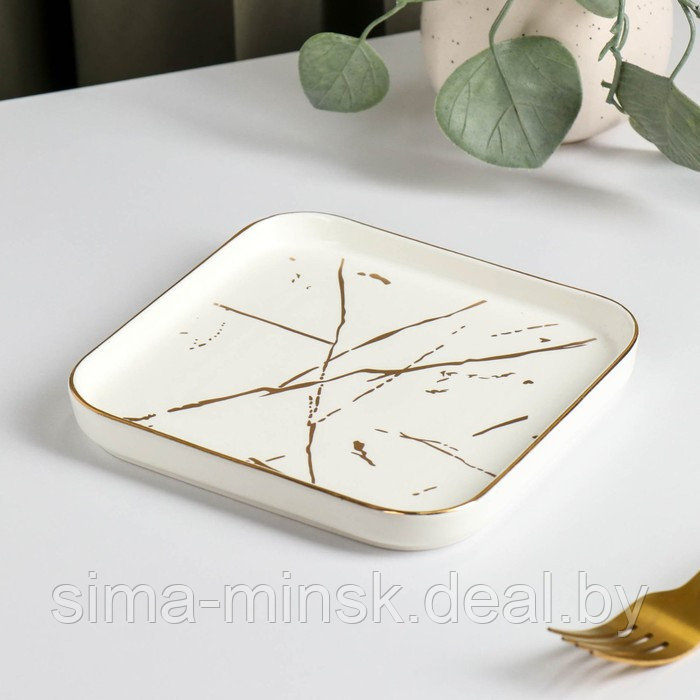 Тарелка керамическая для подачи Gold, d=15,5 см, цвет белый - фото 2 - id-p222395732