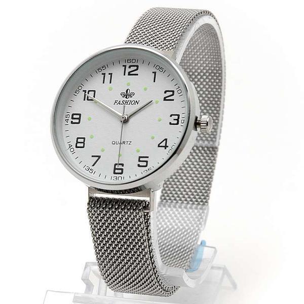 Часы FASHION 855G ( хром + бел., женские 35 мм, венецианский браслет + мощный магнит - фото 1 - id-p222397893