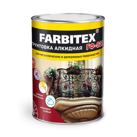 Грунтовка ГФ-021 серый (0.8 кг) FARBITEX 4300005989, страна происх. РОССИЯ