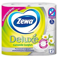 Ароматизированная туалетная бумага Zewa Deluxe Camomile Сomfort ((РОМАШКА, ЦВЕТЫ) 4 рул.