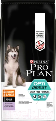 Сухой корм для собак Pro Plan Grain Free Adult Medium & Large Sensitive с индейкой - фото 2 - id-p222408739