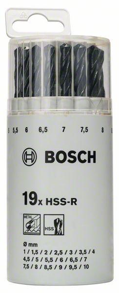 Набор из 19 сверл по металлу HSS-R, DIN 338, в пластиковой круглой упаковке Bosch 1-10 mm (2607018355) - фото 1 - id-p222418986