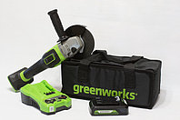 Угловая шлифовальная машина аккумуляторная Greenworks 24V GD24AGK2 (1хАКБ 2 Ач и ЗУ) в сумке