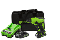Перфоратор аккумуляторный Greenworks 24V GD24SDS1K2 (1хАКБ 2Ач и ЗУ) 1.2Дж в сумке
