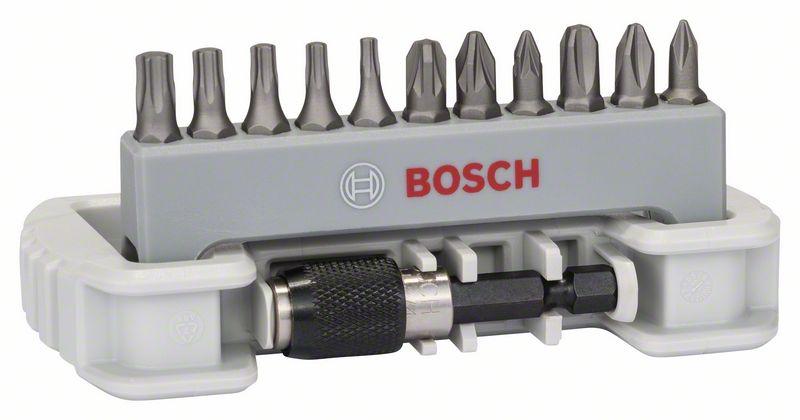 Набор бит для шуруповерта 11 шт, вкл держатель для бит Bosch PH1; PH2; PH3; PZ1; PZ2; PZ3; T10; T15; T20; T25; - фото 1 - id-p222419187