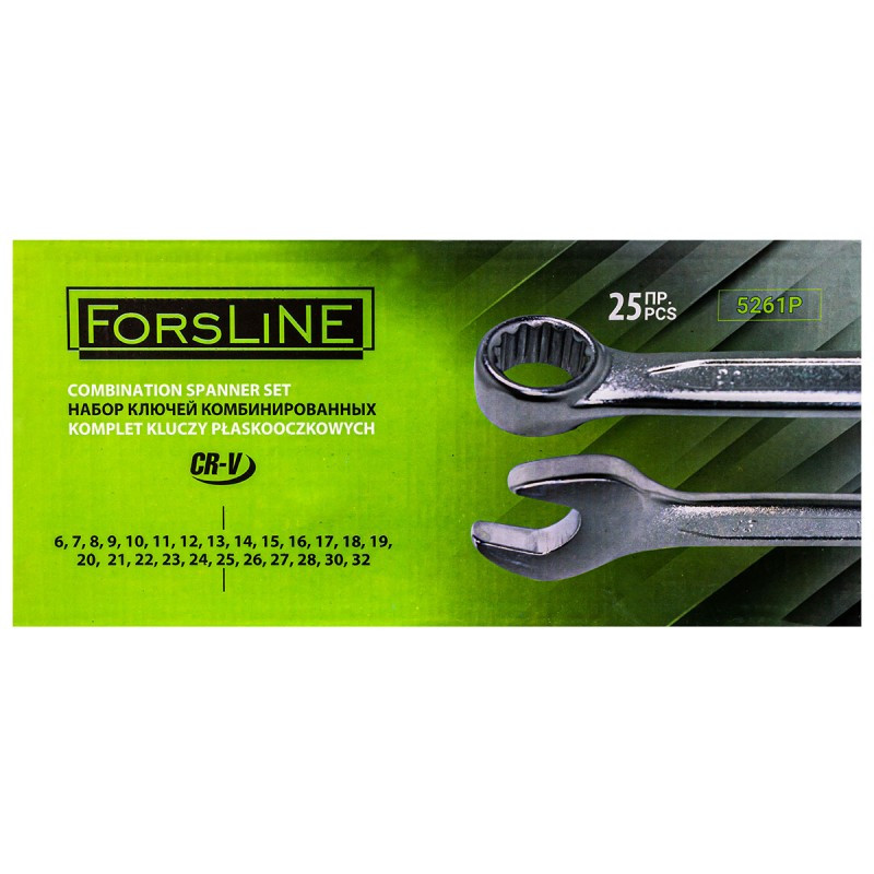 Набор ключей комбинированных ForsLine FL-5261P 25 пр.(6-28,30,32мм),на полотне - фото 4 - id-p222421575