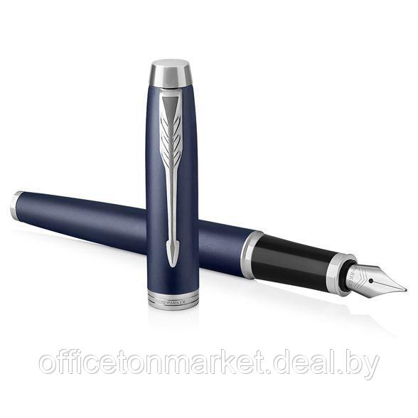 Ручка перьевая "Parker IM Matte Blue CT", F, синий, серебристый, патрон черный - фото 3 - id-p222423611