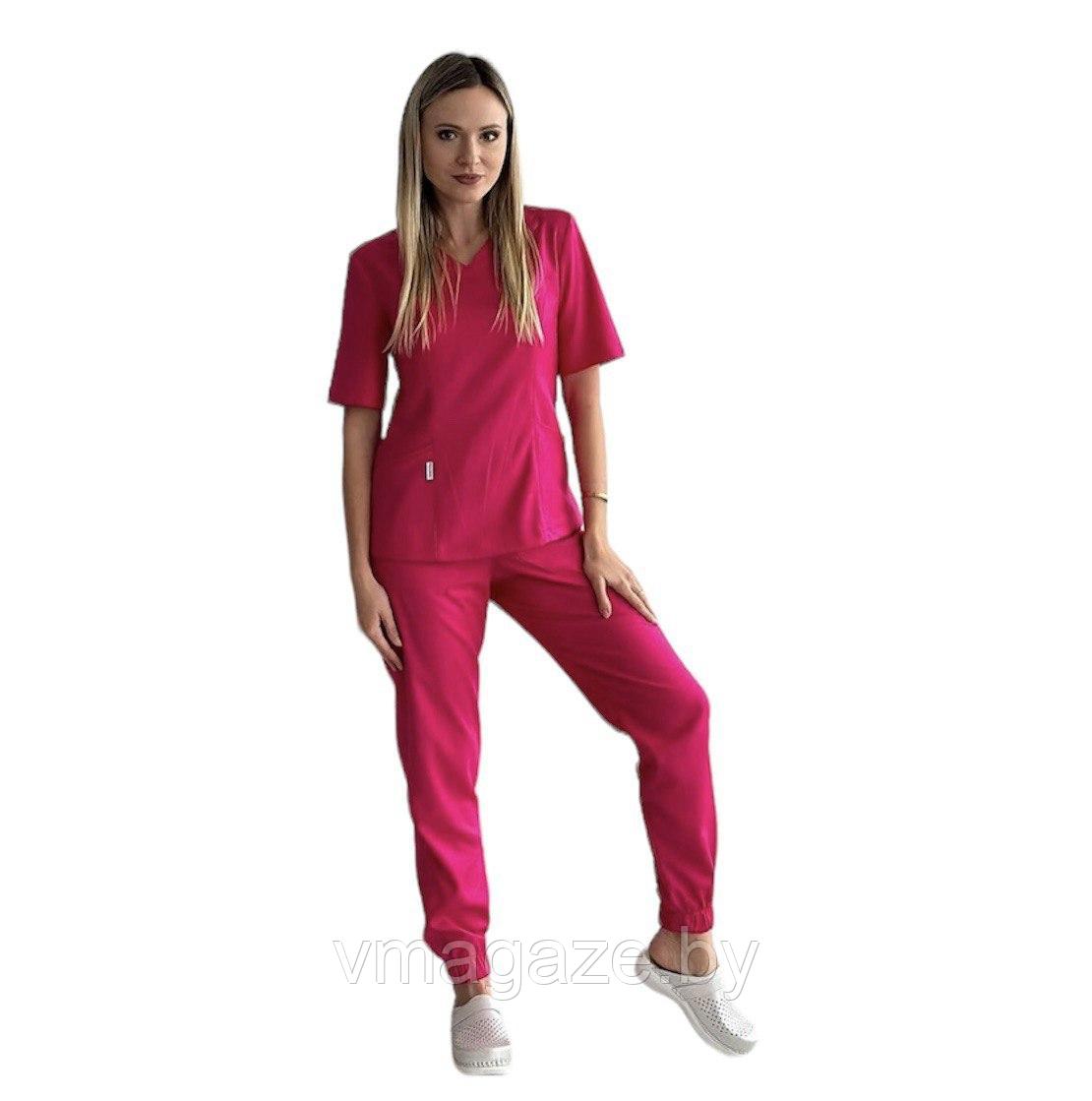 Медицинский костюм Агния женский (цвет розовый) - фото 1 - id-p176507480