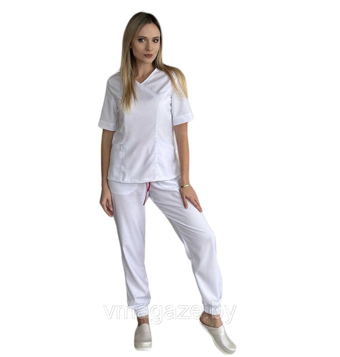 Медицинский костюм Агния женский (цвет белый) - фото 1 - id-p176507668
