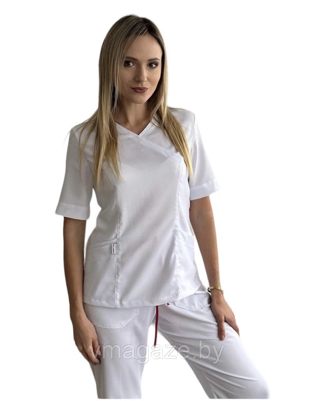 Медицинский костюм Агния женский (цвет белый) - фото 3 - id-p176507668