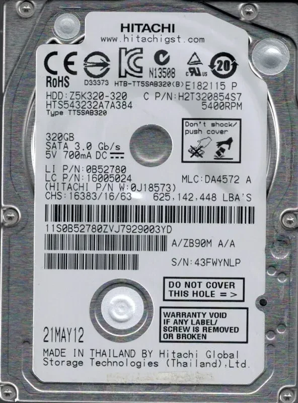 Жесткий диск (HDD) SATA HITACHI 320Gb (с разбора) - фото 1 - id-p222432515