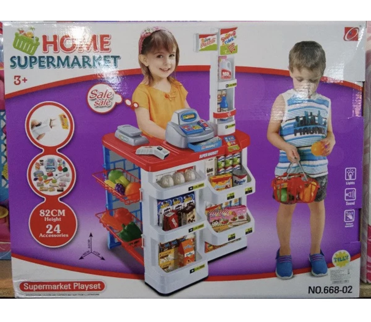 Детский игровой супермаркет 668-02 с корзинкой,касса,продукты,звук - фото 2 - id-p222433878