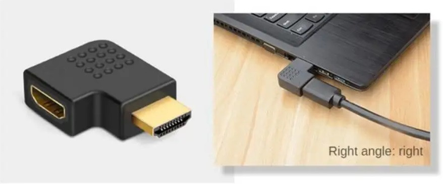 Переходник HDMI - HDMI - Noname, угловой, правый угол, 90 градусов, Вход HDMI - Выход HDMI - фото 2 - id-p53395290