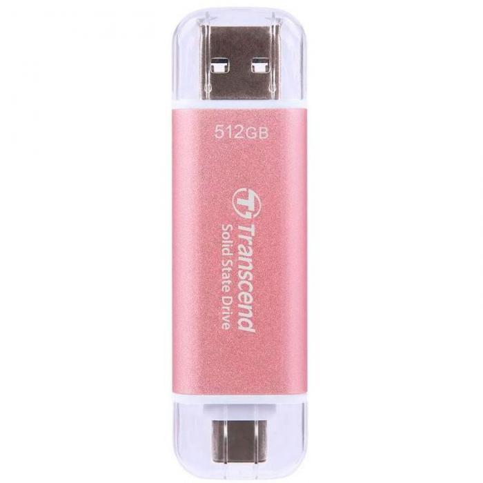 Твердотельный накопитель Transcend USB-A, USB-C 512Gb Pink TS512GESD310P - фото 1 - id-p222436122