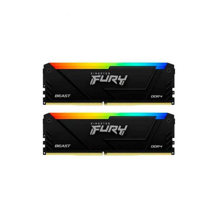 Модуль памяти Kingston Fury Beast Black RGB DDR4 DIMM 3200Mhz PC25600 CL32 - 64Gb (2x32Gb) KF432C16BB2AK2/64 - фото 1 - id-p222436140