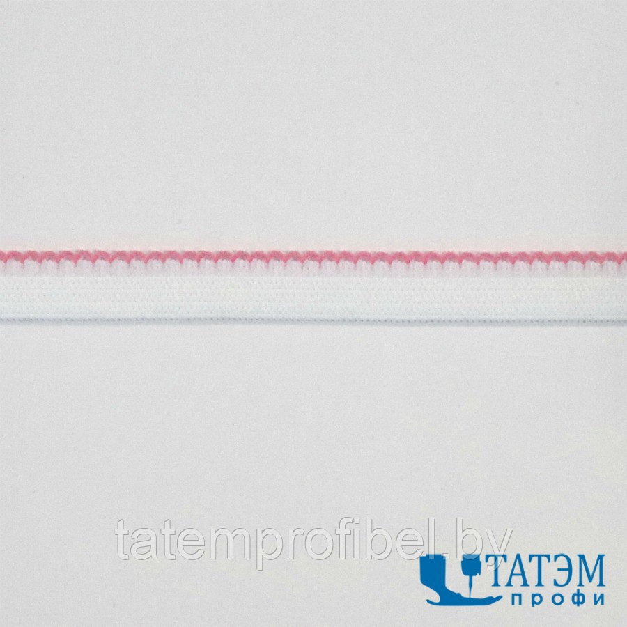 Резинка ажурная 8 мм для нижн. белья бело-розов. (50 м) - фото 1 - id-p222439493