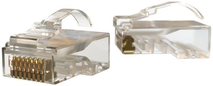 Коннектор Hyperline (PLEZ-8P8C-UA-C6-100) кат.6 RJ45 прозрачный (упак.:100шт) - фото 1 - id-p222446679