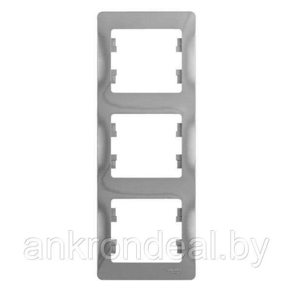 Рамка 3-м Glossa вертикал. алюм. SE GSL000307