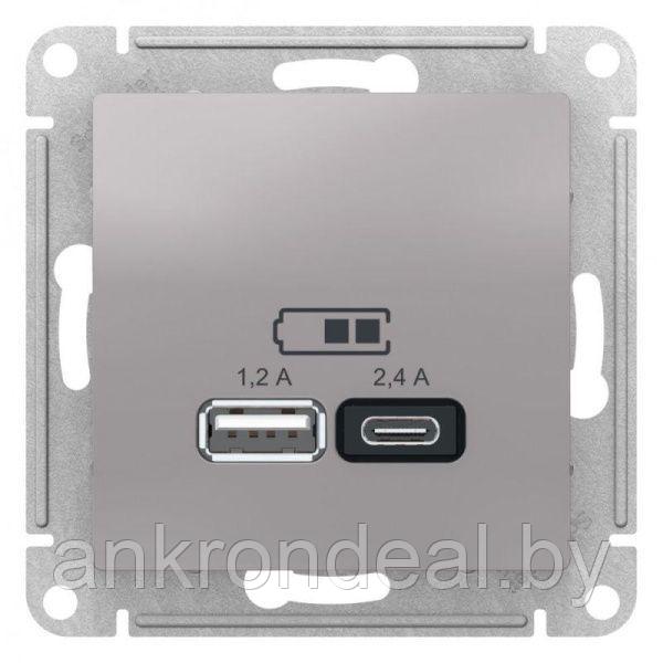 Розетка USB AtlasDesign тип A+C 5В/2.4А 2х5В/1.2А механизм алюм. SE ATN000339