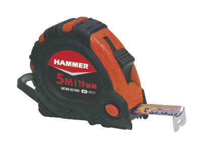 Рулетка 3мx19мм обрезиненный корпус, с фиксатором Hammer 00700-821603, фото 2