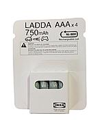 Аккумуляторы 4шт, IKEA LADDA AAA 1.2V, 750mAh (Япония, Оригинал)