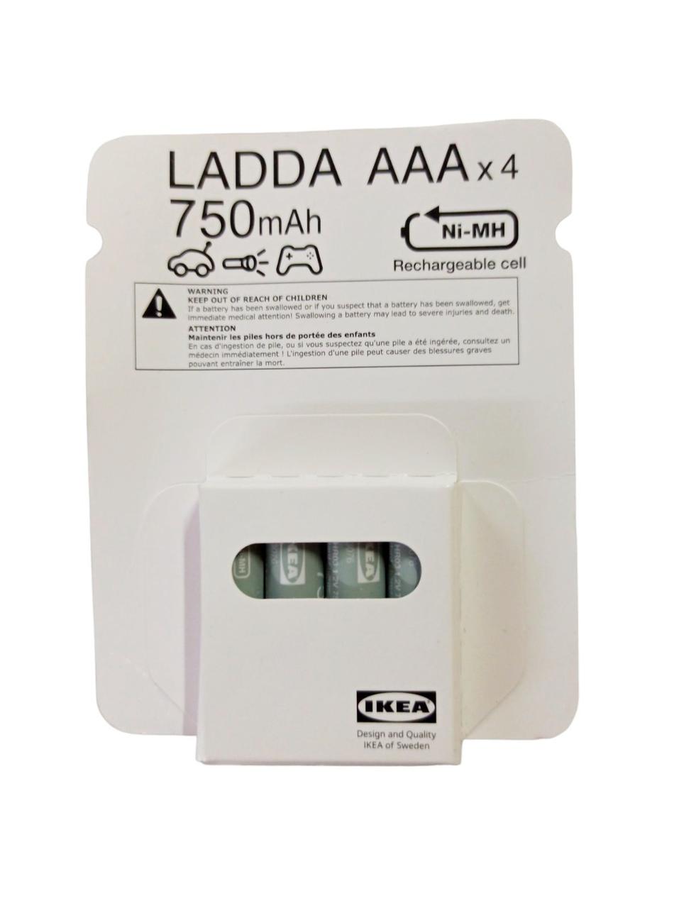 Аккумуляторы 4шт, IKEA LADDA AAA 1.2V, 750mAh (Япония, Оригинал) - фото 1 - id-p222499038