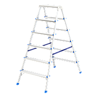 Стремянка двусторонняя 6 ступеней, алюминиевая, Россия