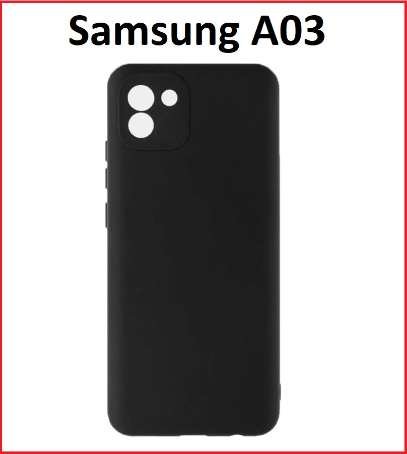 Чехол-накладка для Samsung Galaxy A03 SM-A035 (силикон) черный с защитой камеры - фото 1 - id-p181427677