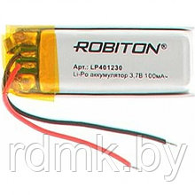 Литий-полимерный аккумулятор LP401230, 3,7v 100 mAh