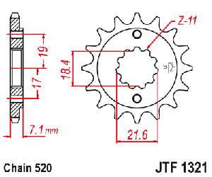 Звездочка ведущая JTF1321.14 зубьев