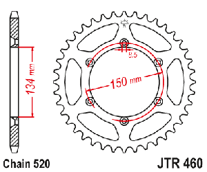 Звездочка ведомая JTA460.50 зубьев, аллюминий, черная