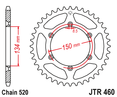 Звездочка ведомая JTA460.50 зубьев, аллюминий, черная