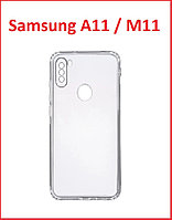 Чехол-накладка для Samsung Galaxy A11 / M11 (силикон) SM-A115 прозрачный с защитой камеры